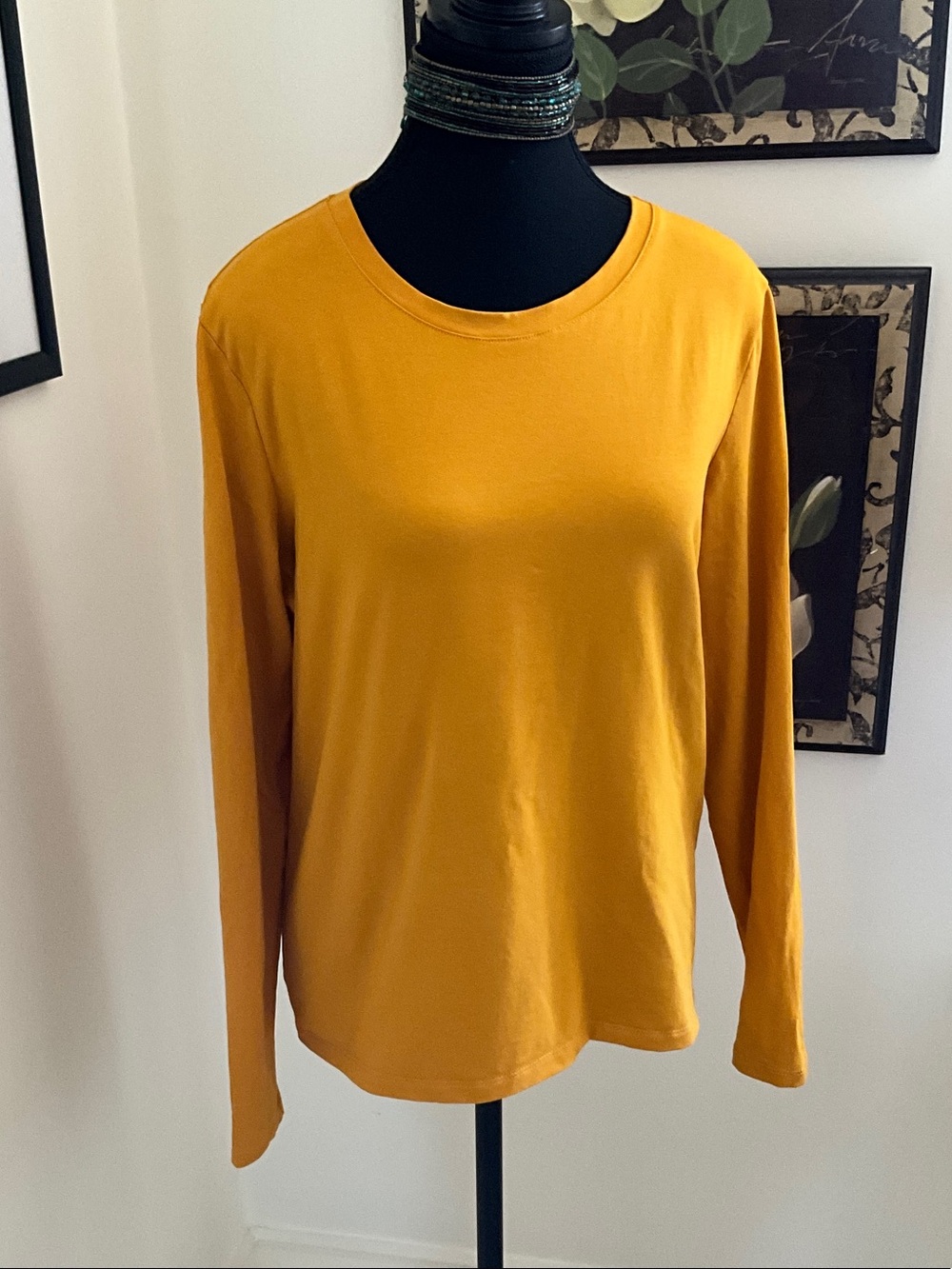 Everyday Long-Sleeve Crewneck Top in Mustard